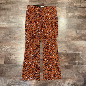 Maeve by Anthropology Cropped Orange Cheetah Print Pull On Pants Size Small